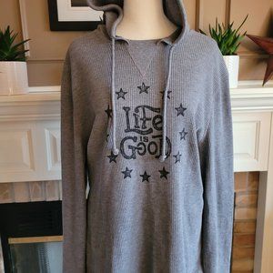 XL Life is Good Thermal Knit Hoodie